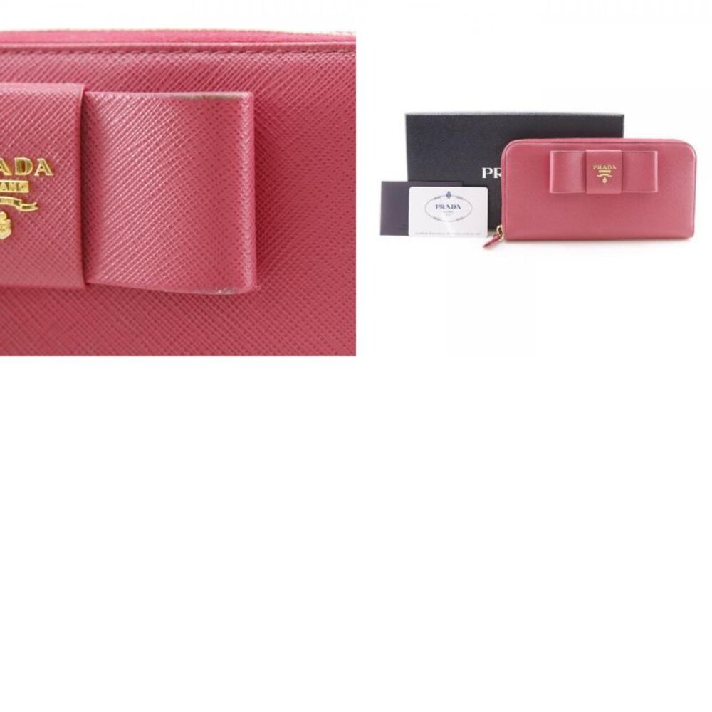 Prada Ribbon 1 Ml506 Saffiano Peonia Pink Long Wallet - Picture 10 of 10